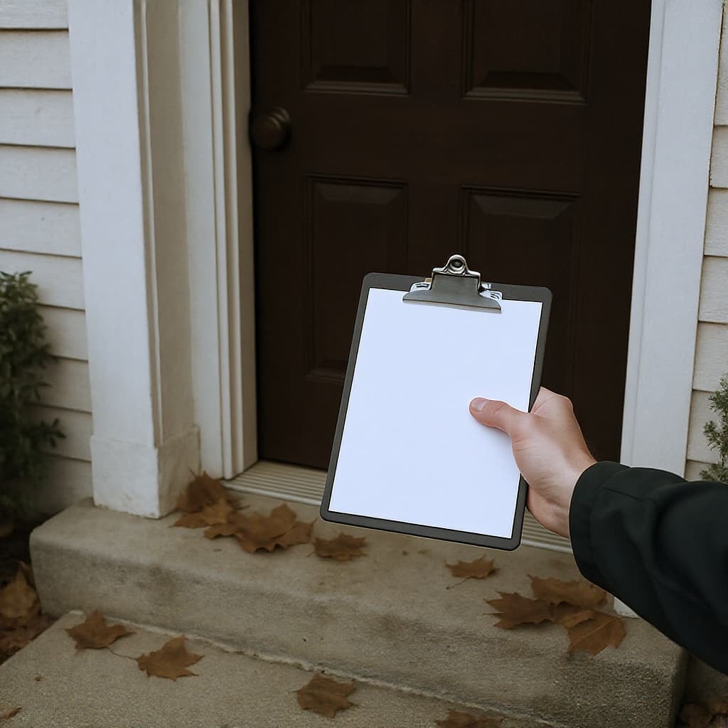 Volunteer canvassing at door